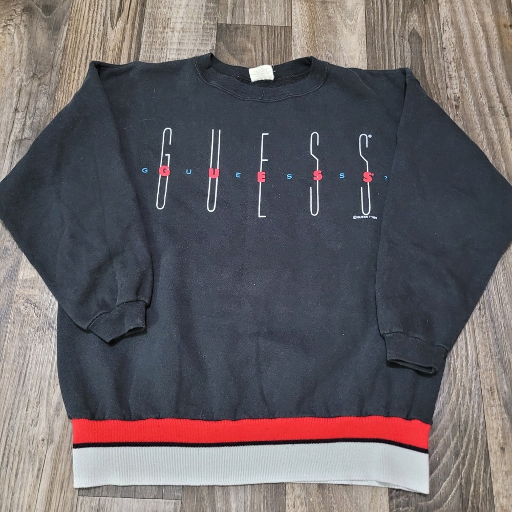 Vtg 1989 Georges Marciano Made in USA Guess Sweatshirt one size fits all Black